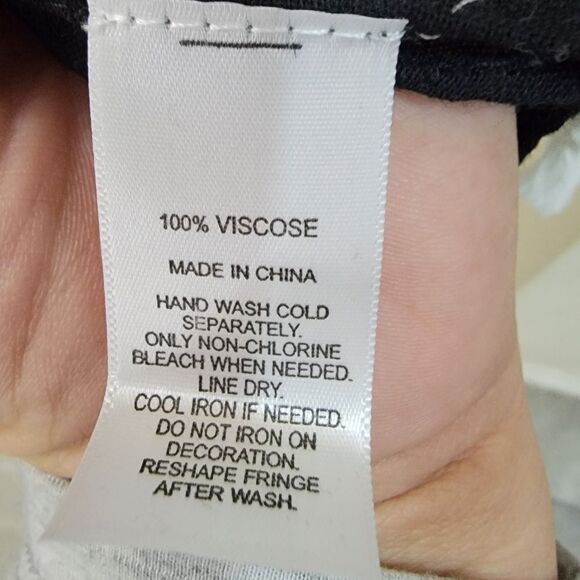 Moss Rose Black Playful Loose Swim Cover Trim Kaftan Chiffon Tassels O/S - Picture 6 of 6